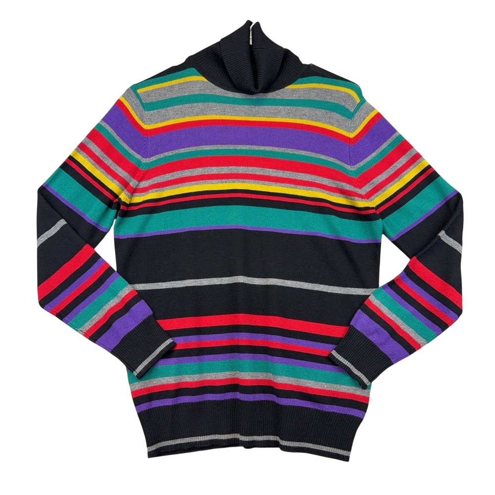 Joseph A. Womens Multicolor Stripe Turtleneck Pullover Knit Sweater Medium NEW
